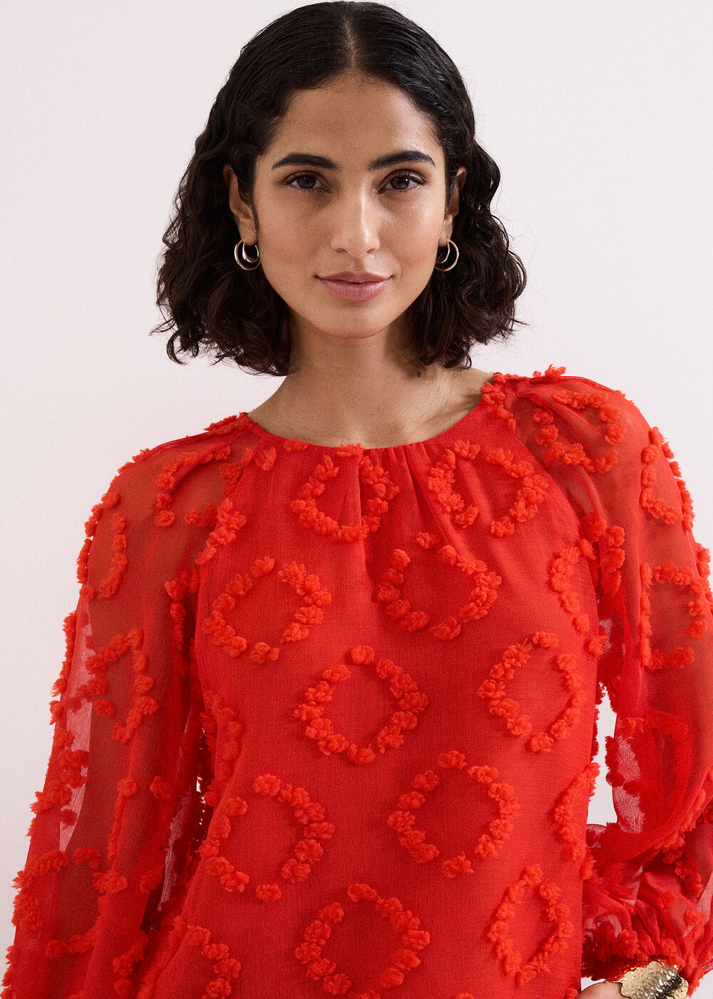 Shayla Red Textured Blouse