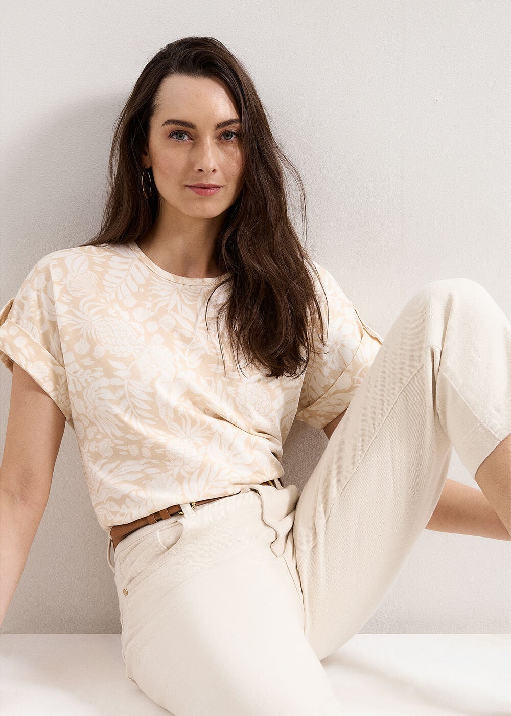 Kayla Neutral Tab Detail T-Shirt