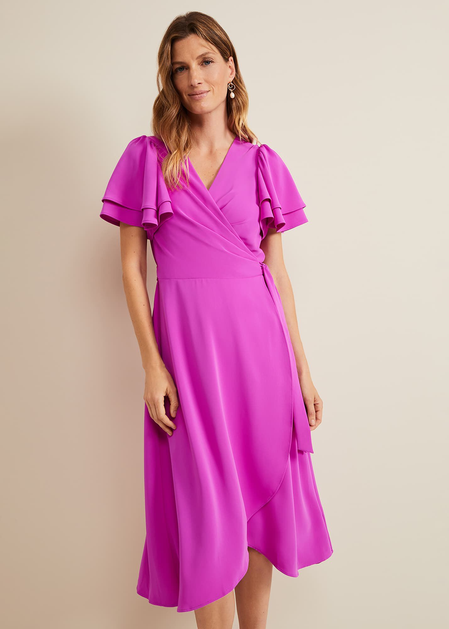 Gian Magenta Wrap Midi Dress Phase Eight UK