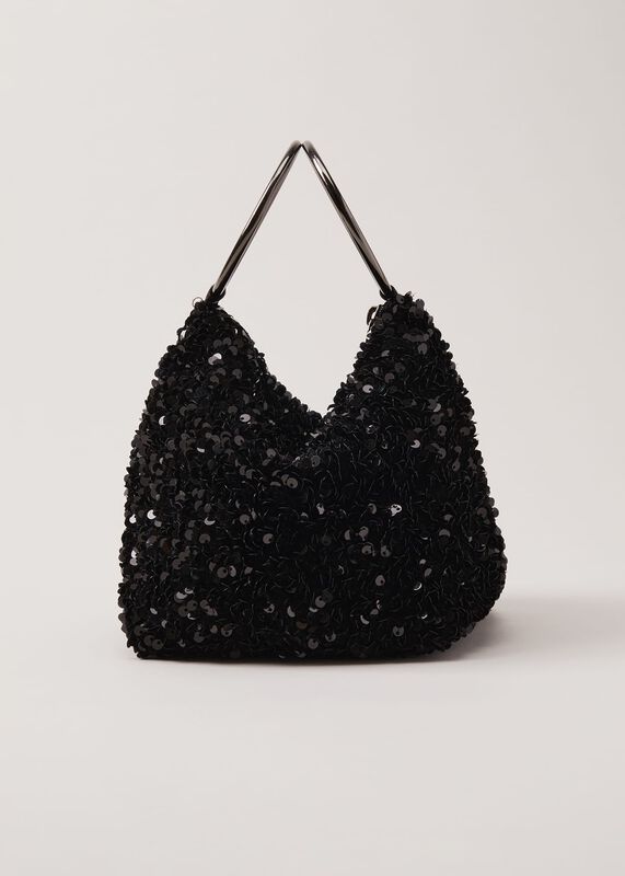 Black Sequin Clutch Bag