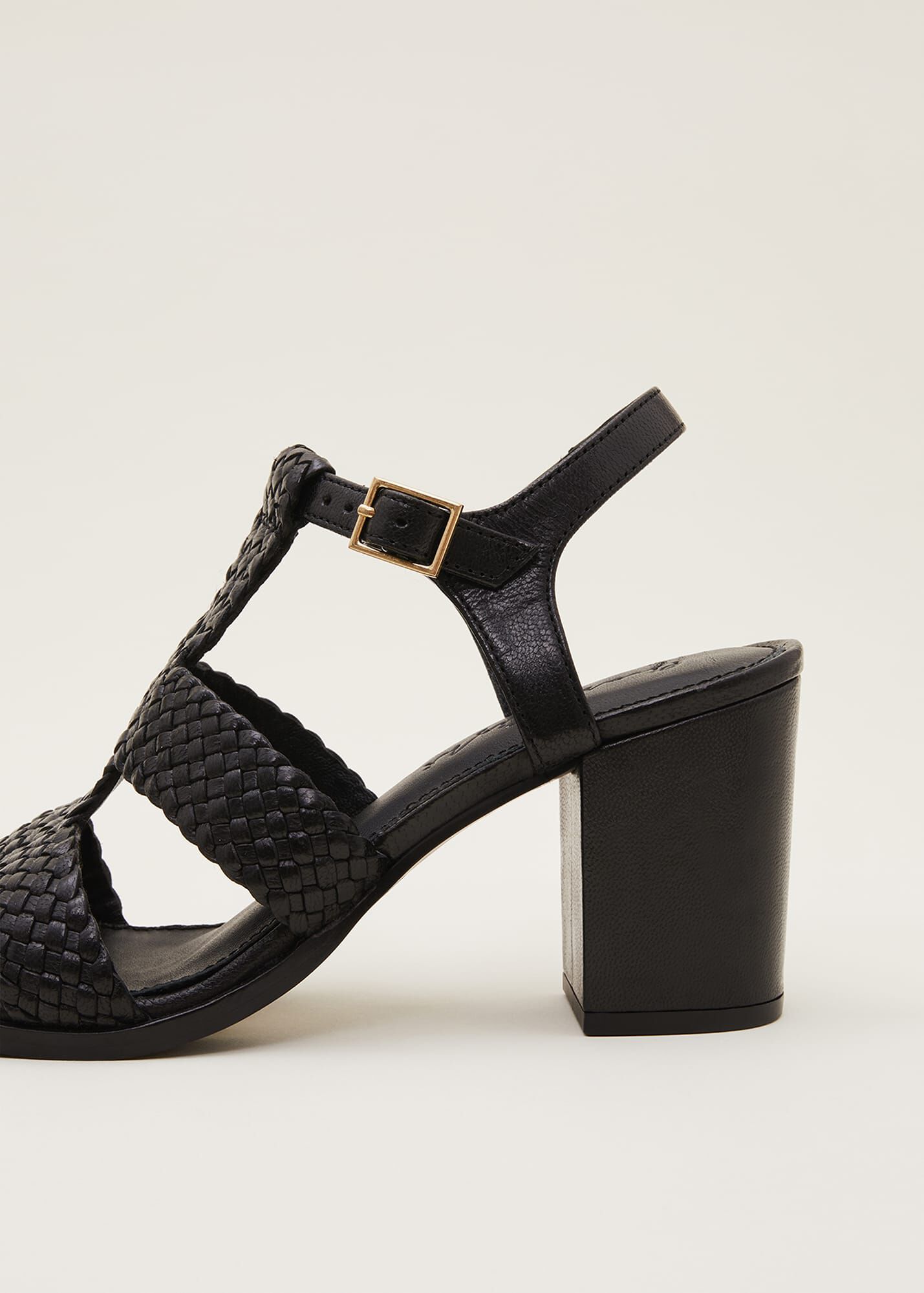Plaited T Bar Heeled Sandal Shoe