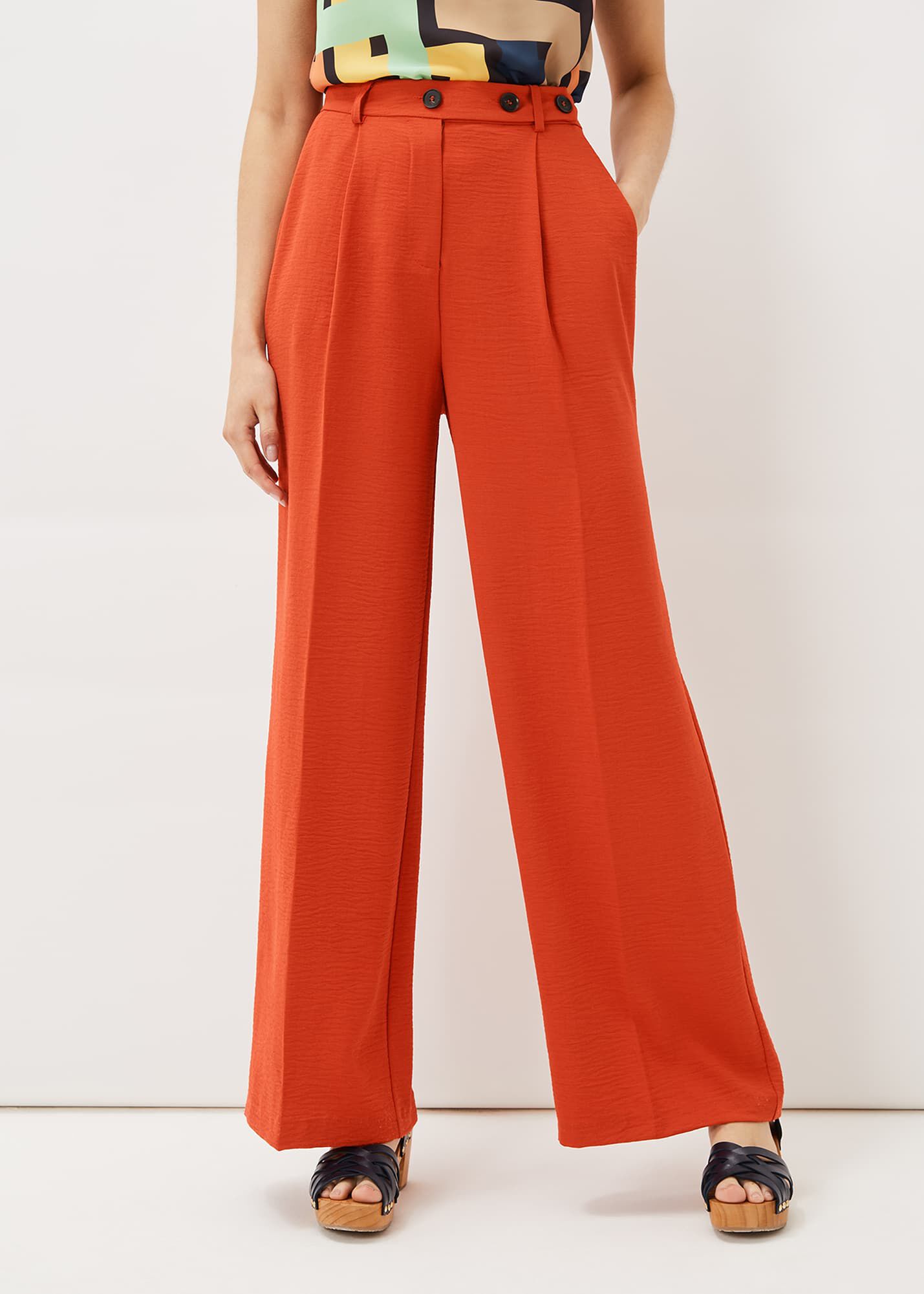 Buy Orange Floral Print Cropped Wide Leg Trousers - 10L | Trousers | Tu
