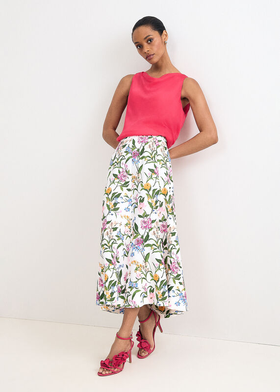 Piper Printed Linen Midi Skirt