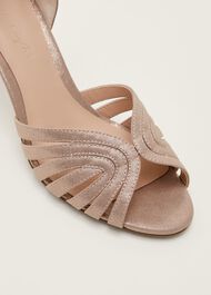 Stitched Metallic Heel Sandal