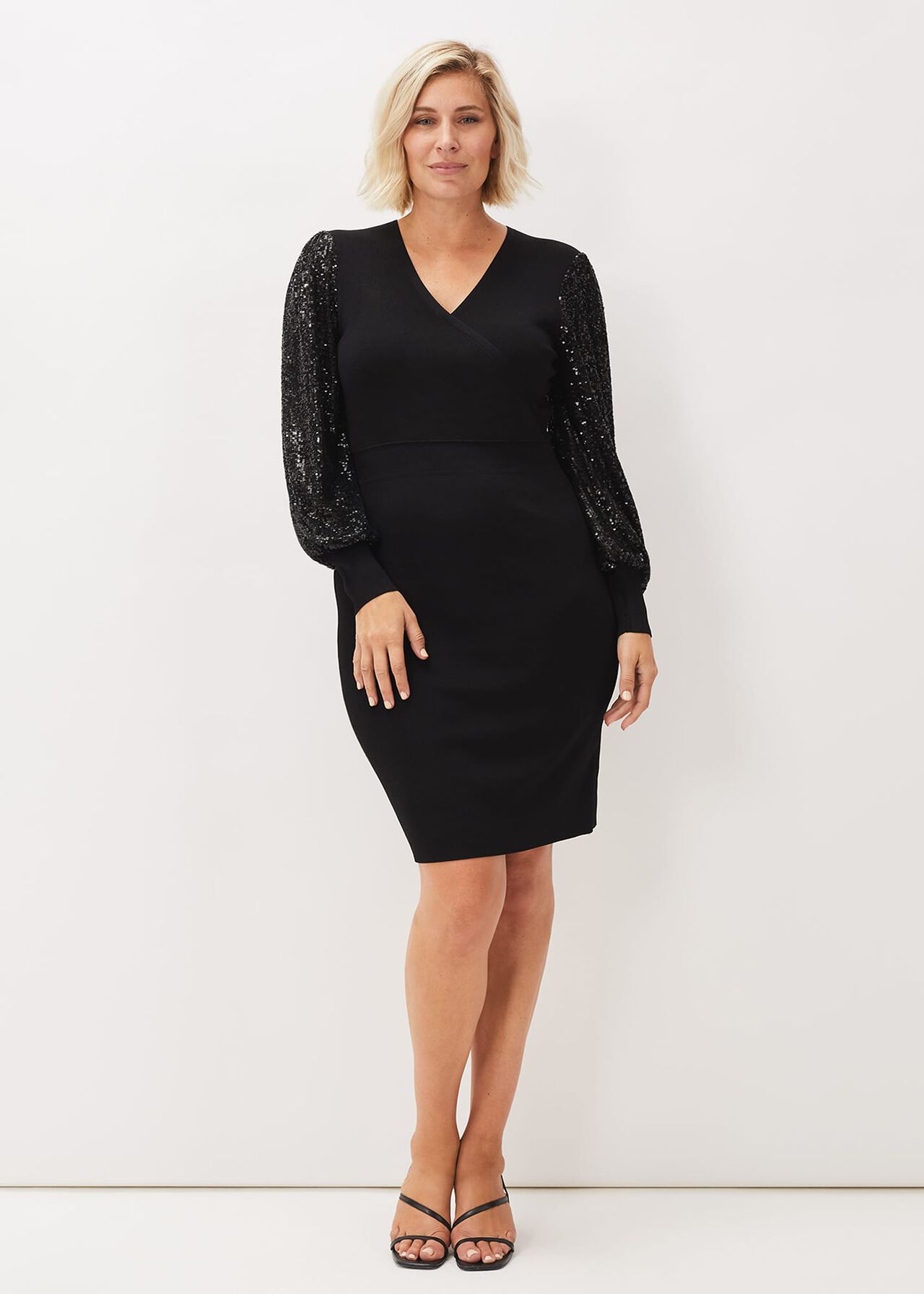 Glynis Sequin Knitted Wrap Dress