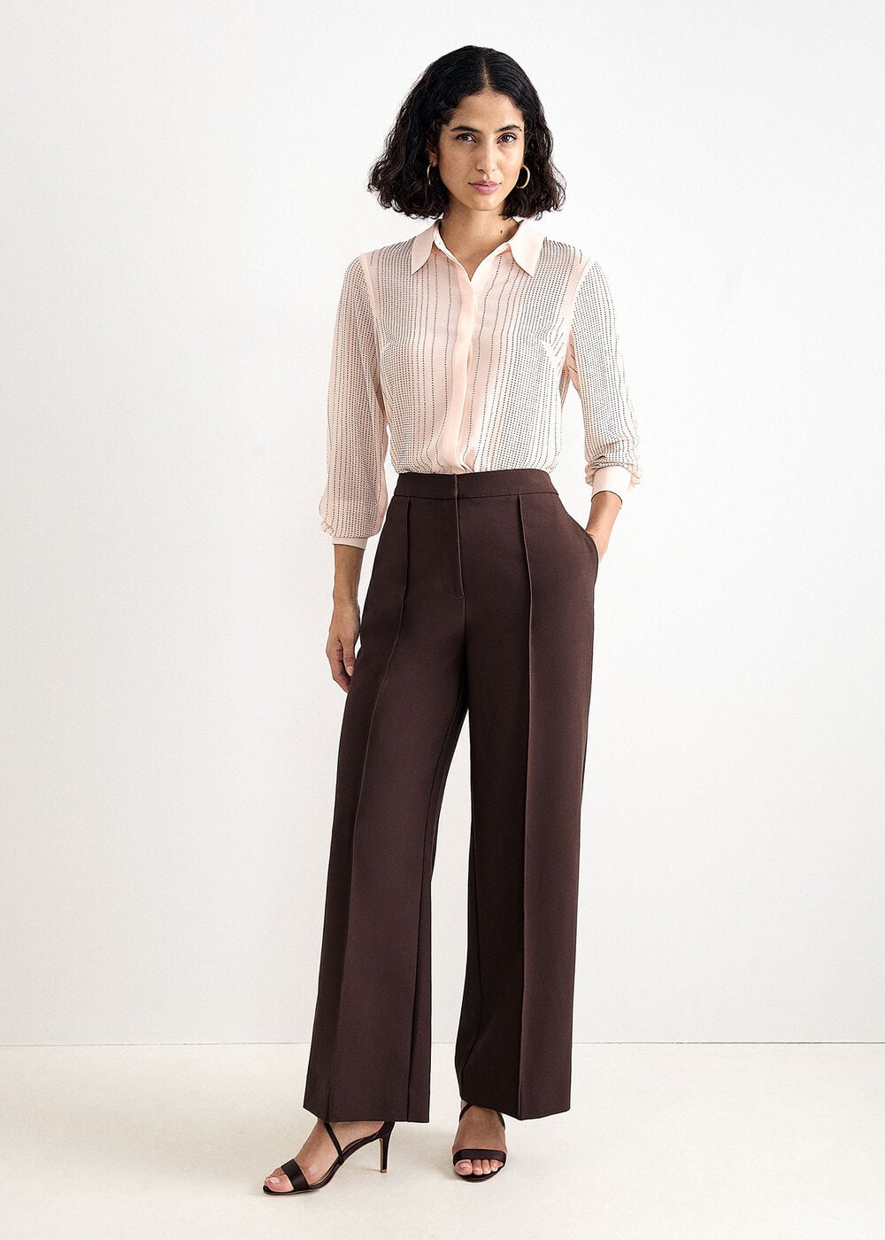 Petite Keely Pleated Wide Leg Trousers