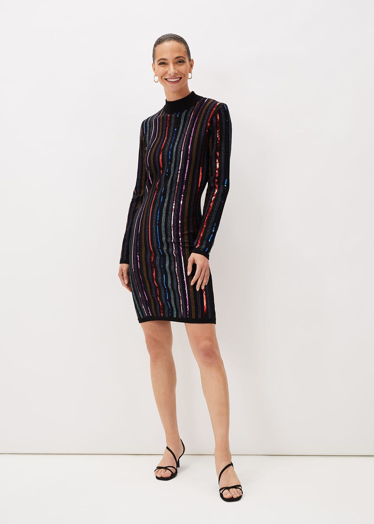 Rhonwen Sequin Stripe Dress | Phase Eight