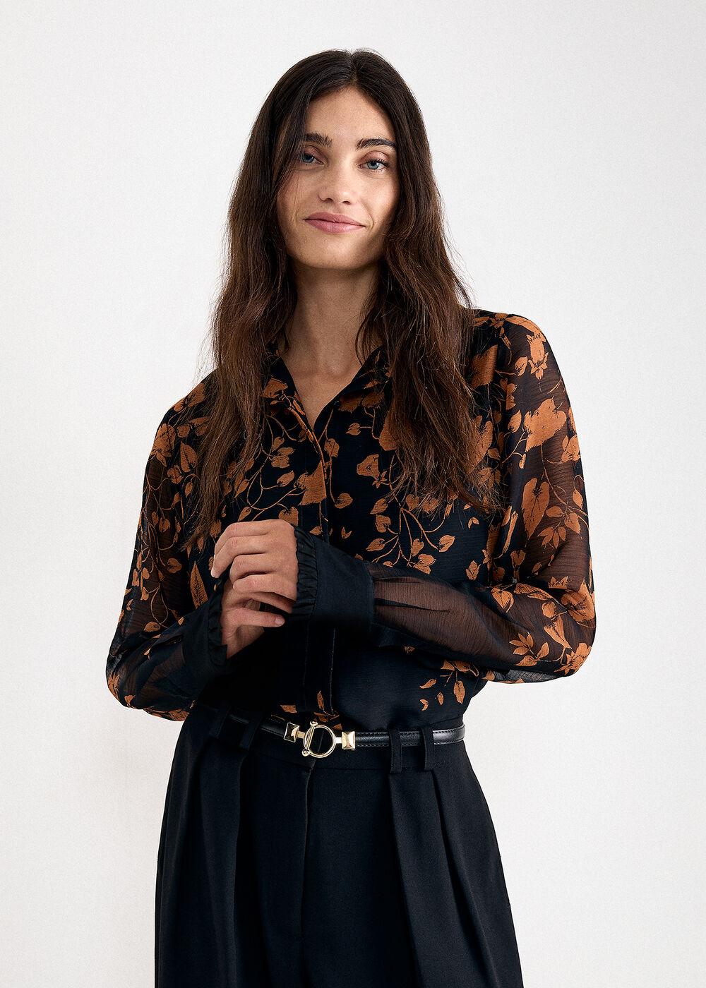 Clenence Printed Frill Shirt