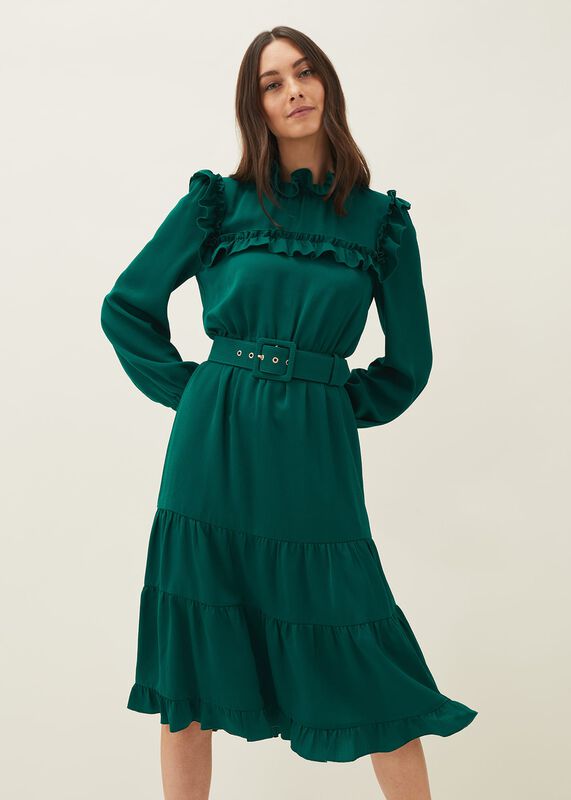 Olive Frill Tiered Dress