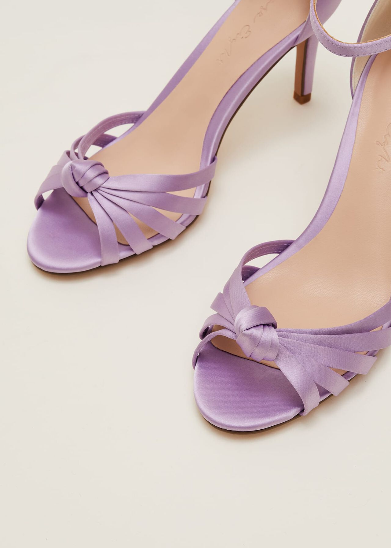 Purple Satin Open Toe Heels