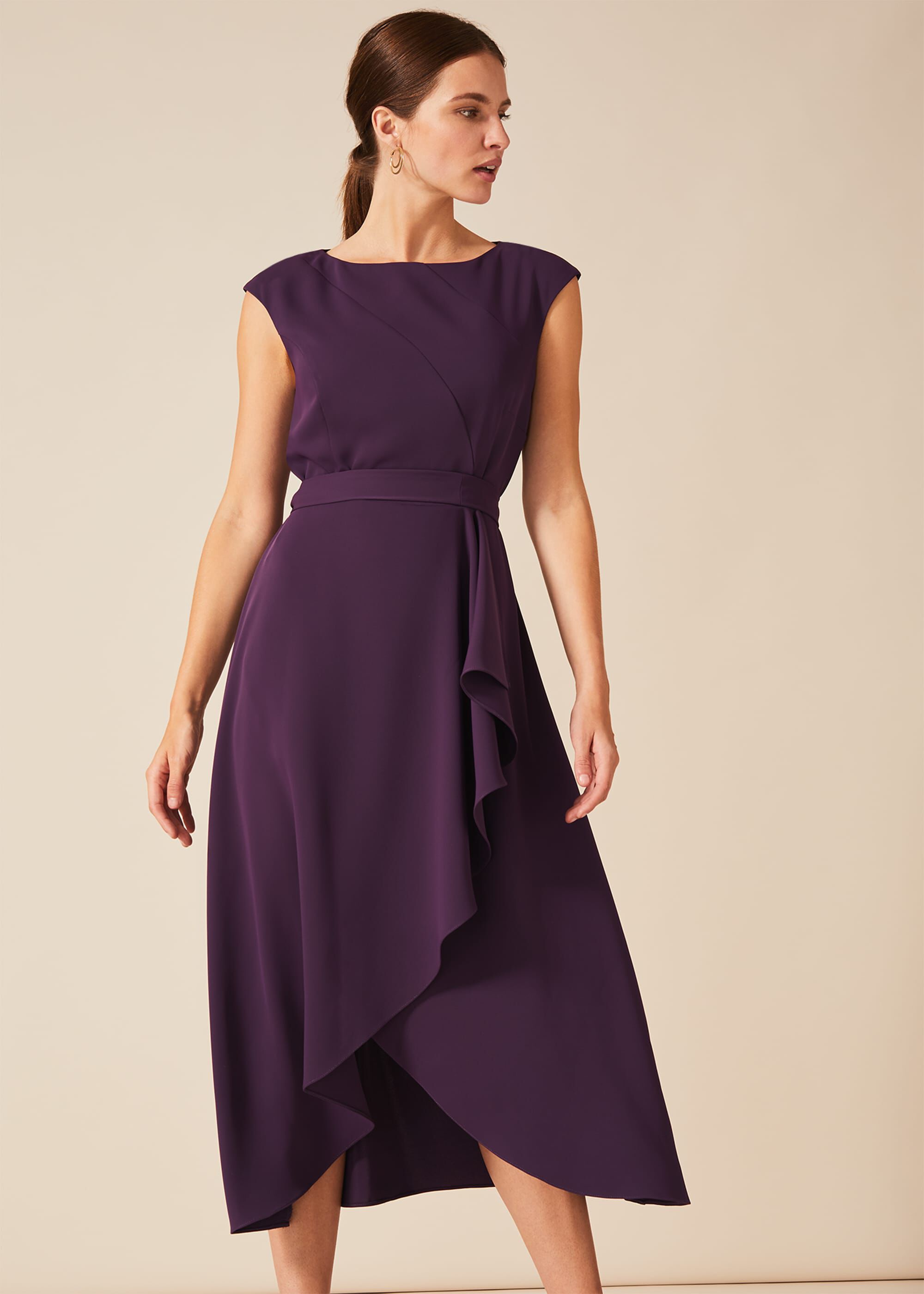 purple wedding guest outfits