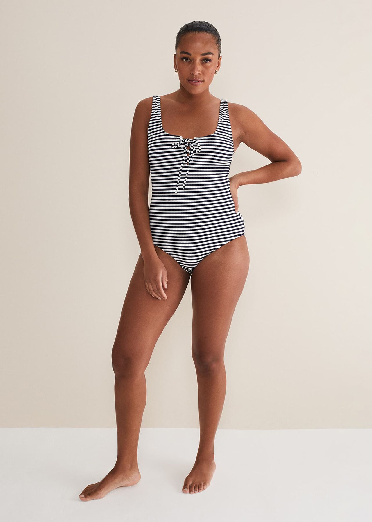 Striped Ribbed Swimsuit