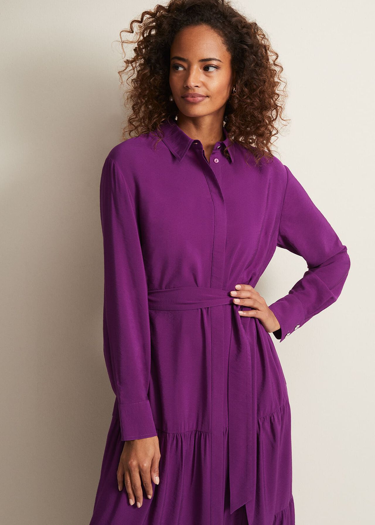 Jayden Purple Shirt Midaxi Dress