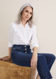 Enid Frill Front Linen Blouse