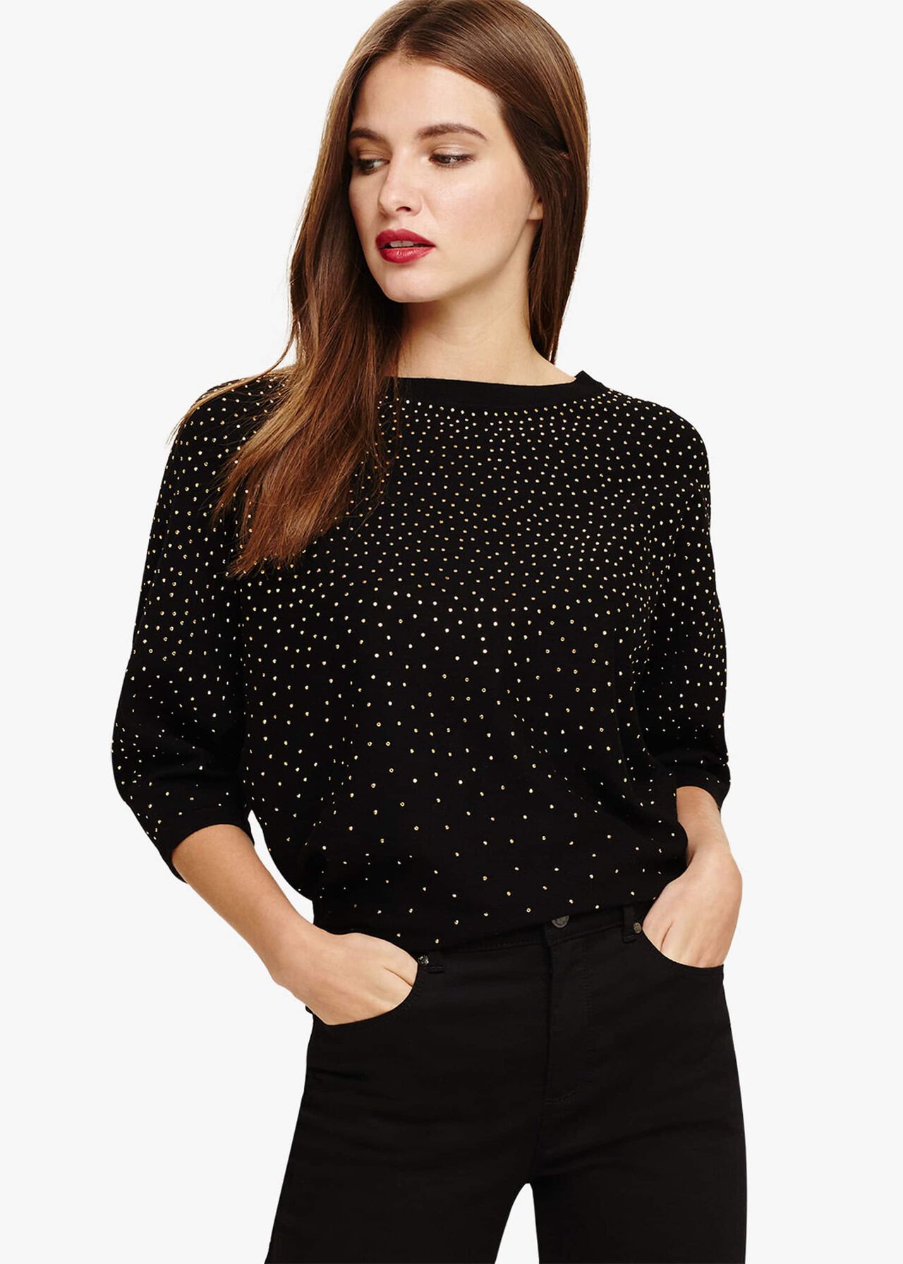 Becca Scattered Stud Knitted Top