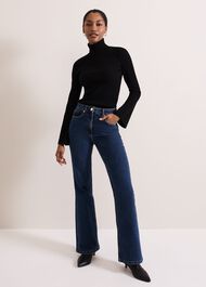 Fran Fluted Sleeve Ribbed Roll Neck