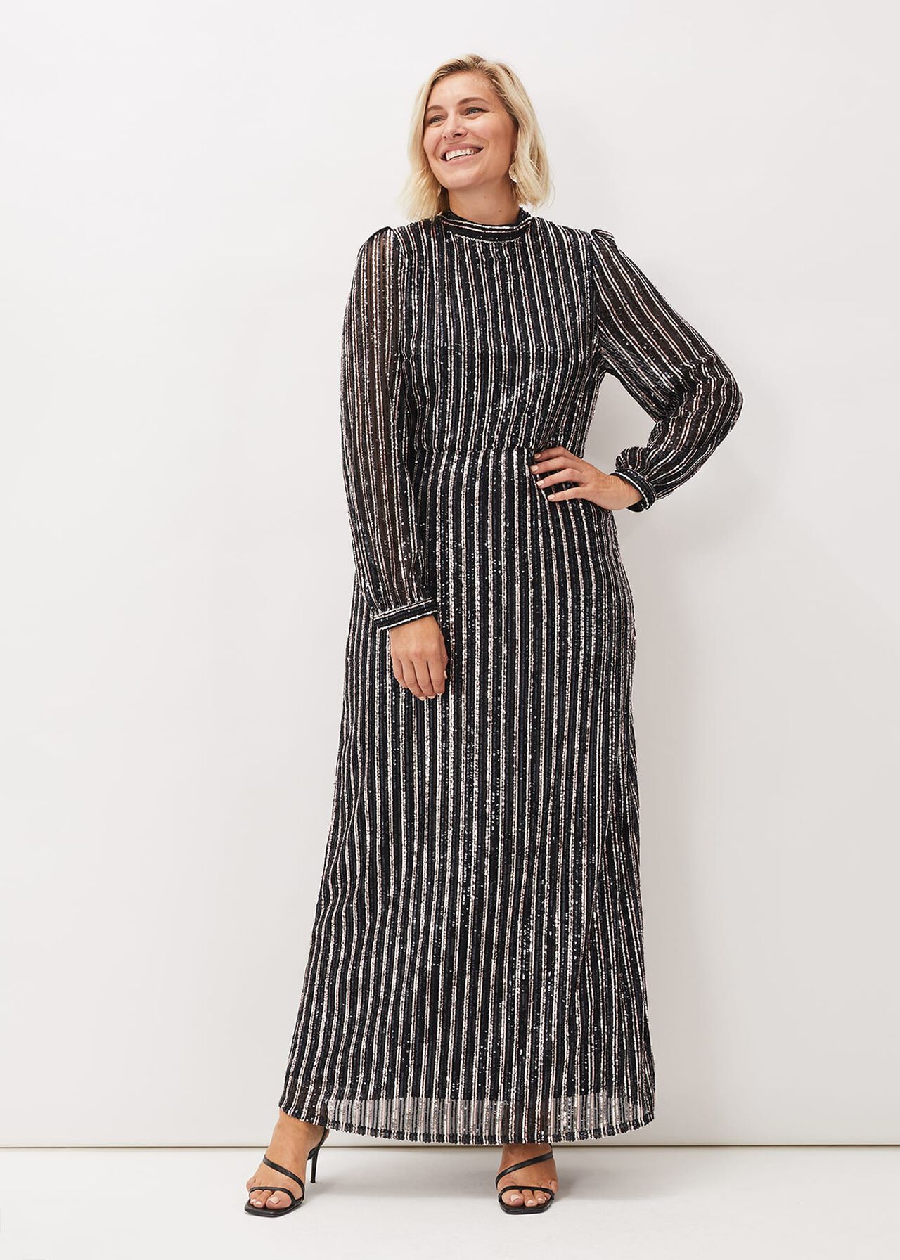 Jaylin Sequin Stripe Maxi Dress