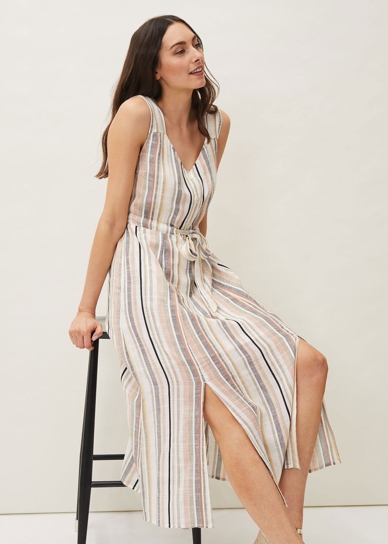 Whitney Stripe Sleeveless Midi Dress