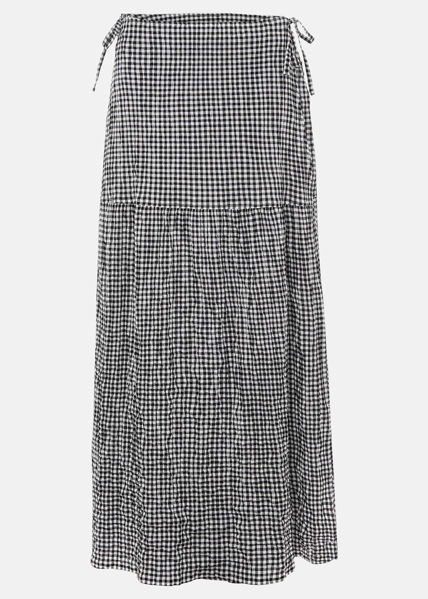 Tyrina Cotton Gingham Wrap Maxi Skirt