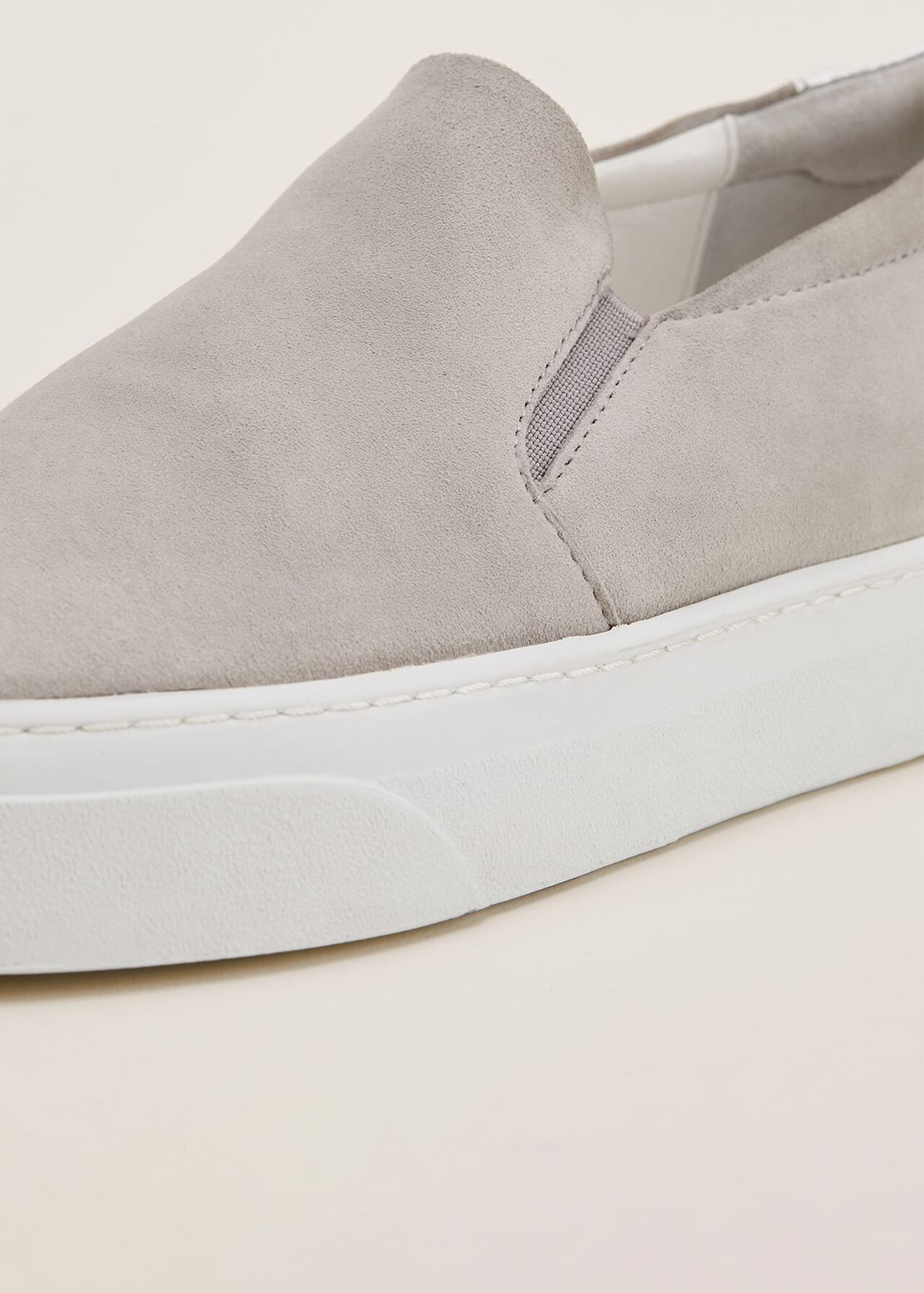 Theresa Grey Suede Slip-On Trainers
