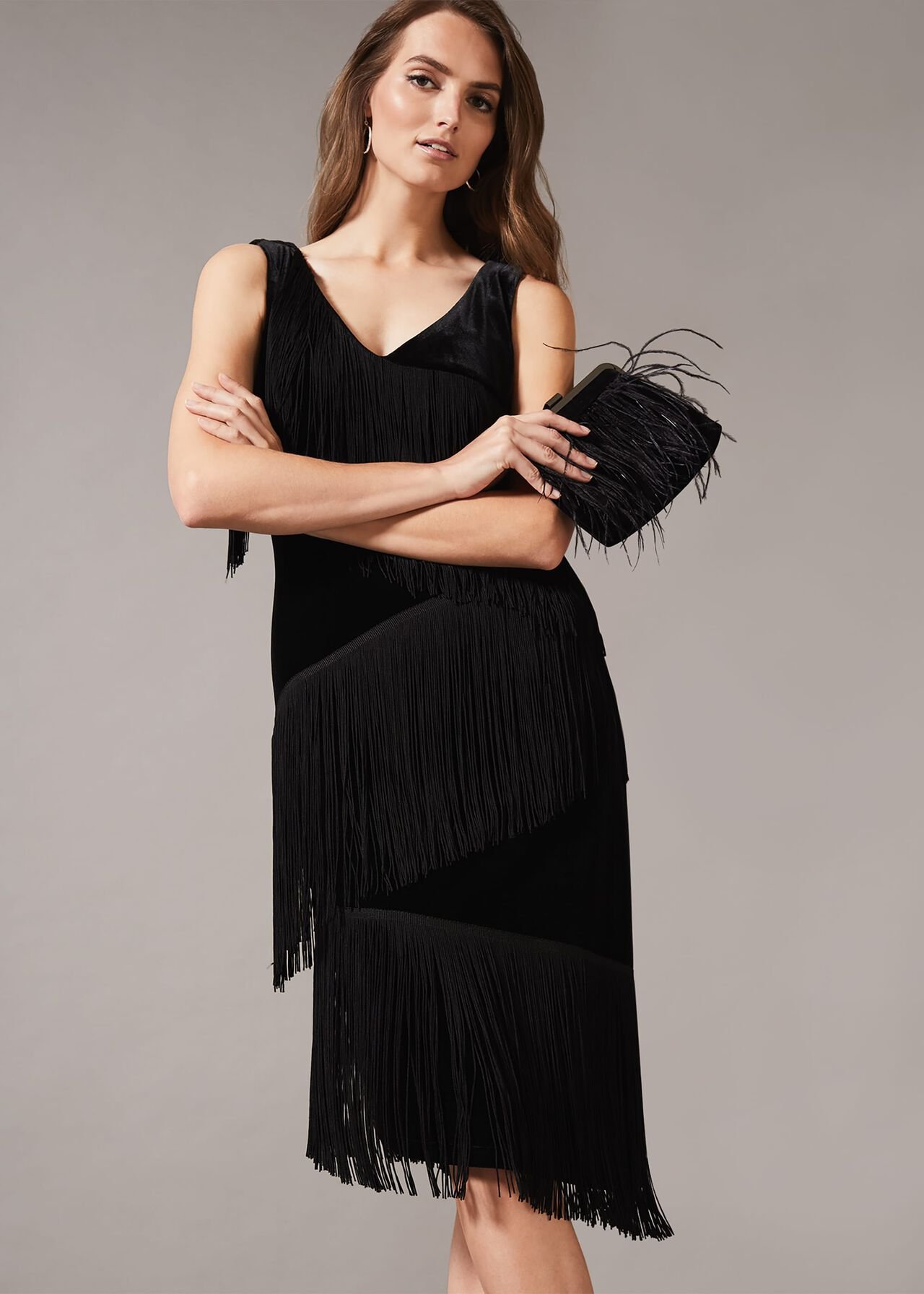 Miya Velvet Fringe Dress