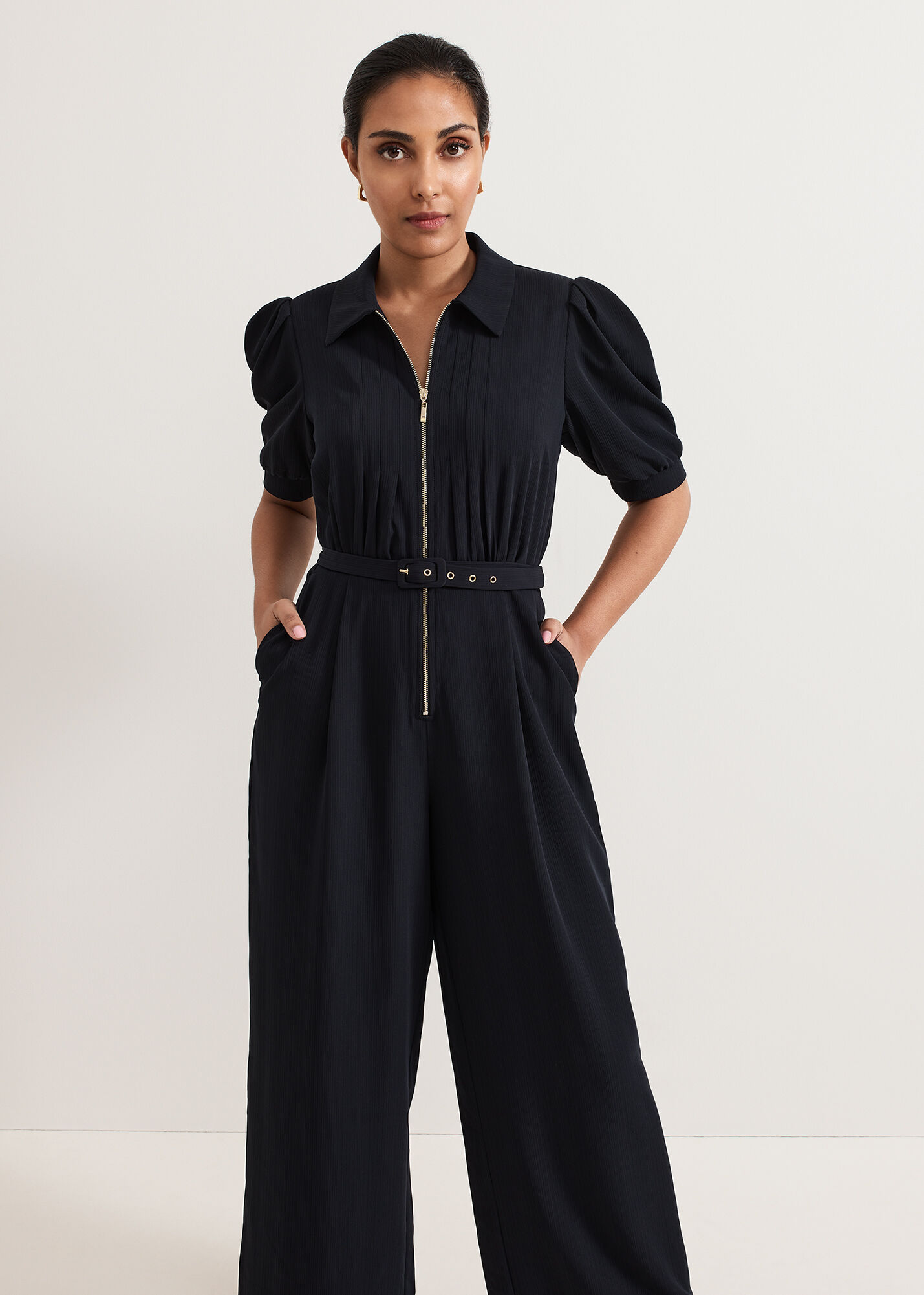 Petite Candice Navy Zip Jumpsuit | Phase Eight EU |