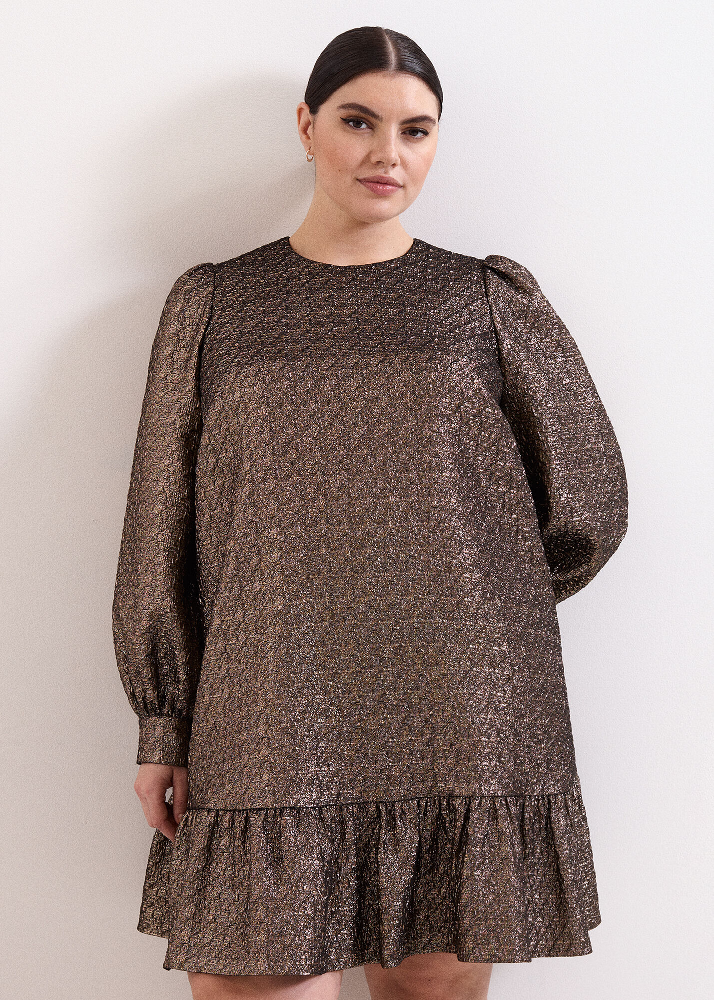 Frances Gold Jaquard Shift Mini Dress | Phase Eight UK |