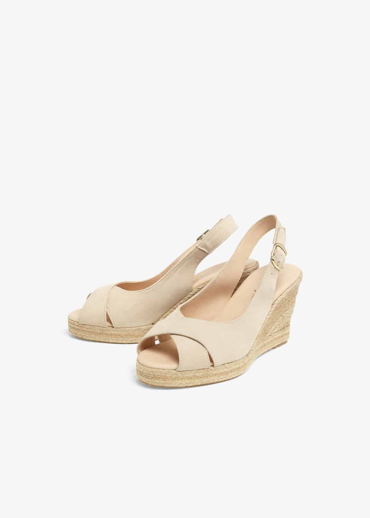 Lana Leather Peep Toe Espadrille Wedge Shoes