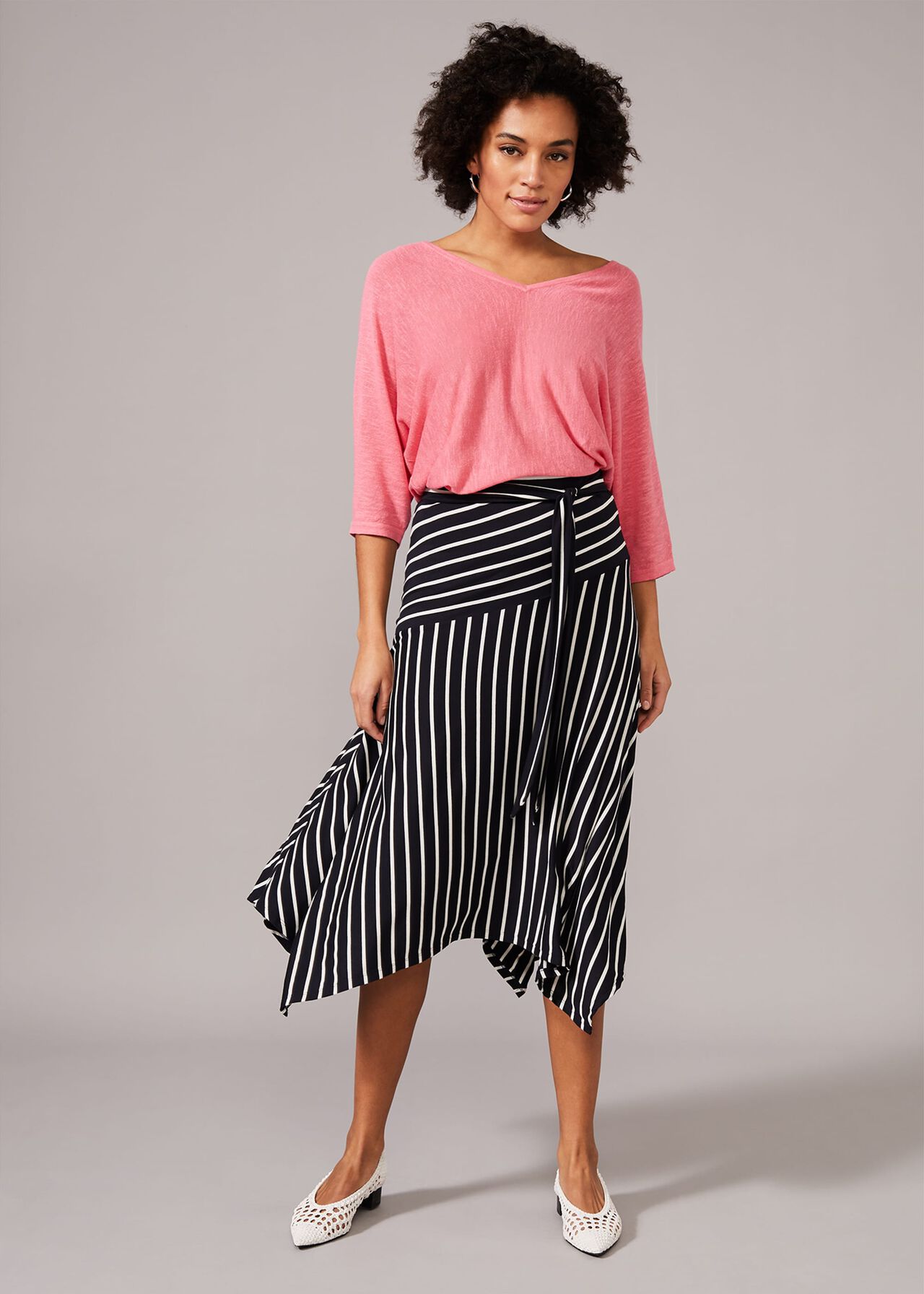 Alesha Asymmetric Stripe Skirt