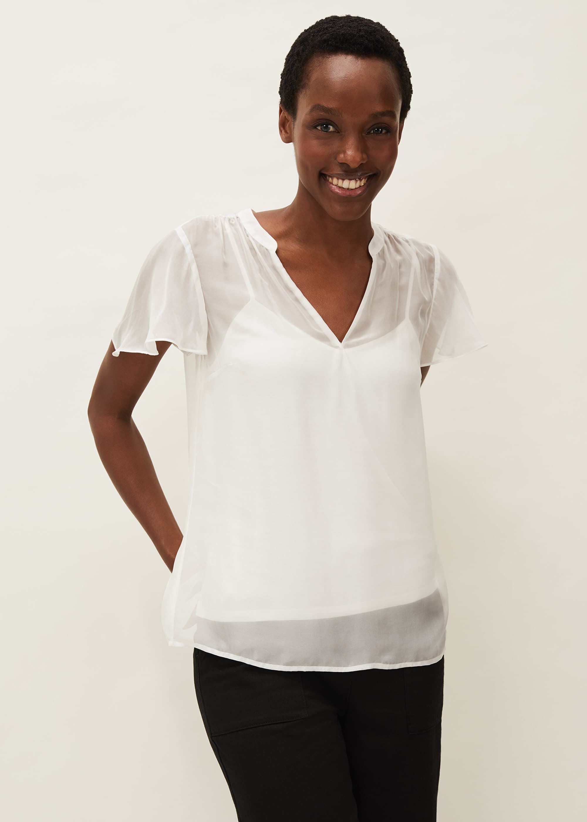 Naya Short Sleeved Silk Top | Phase Eight