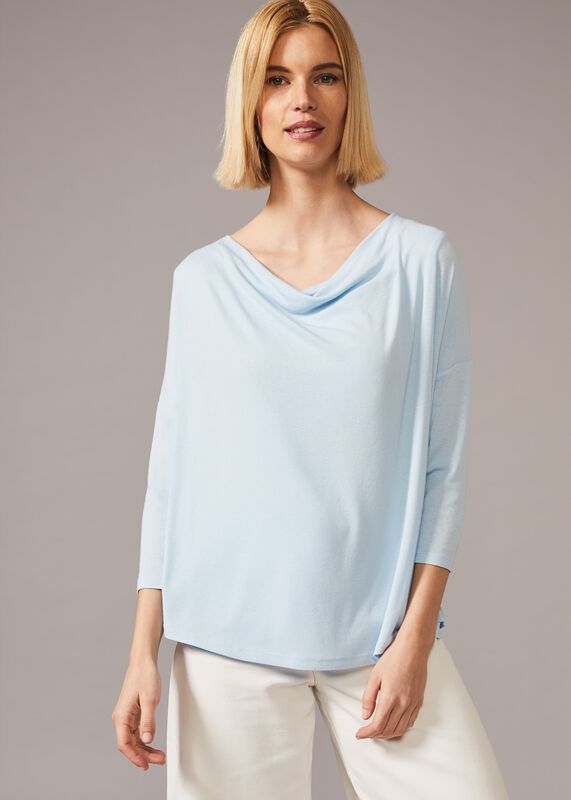 Caggie Cowl Neck Double Layer Top