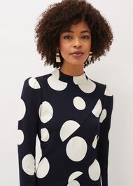 Gabi Spot Print Asymmetric Hem Dress