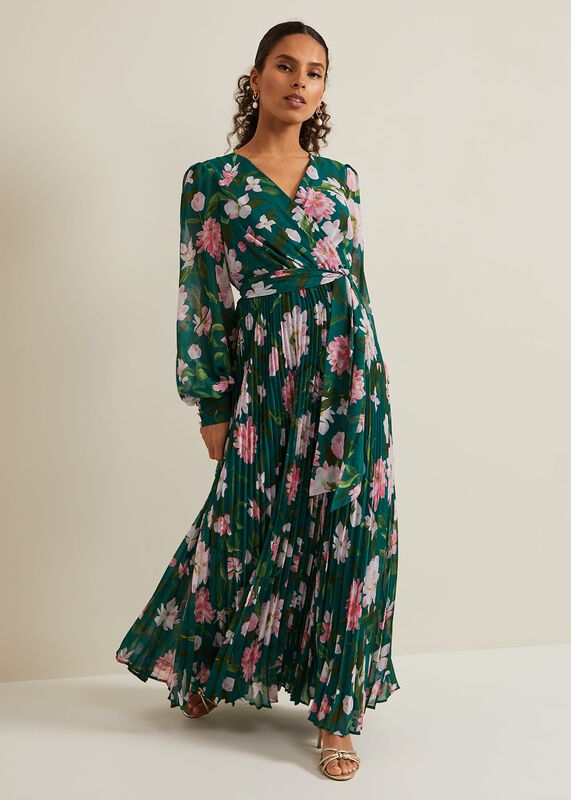 Petite Rosa Floral Pleat Maxi Dress
