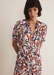 Astrid Leaf Print Cropped Wide Leg Jumpsuit