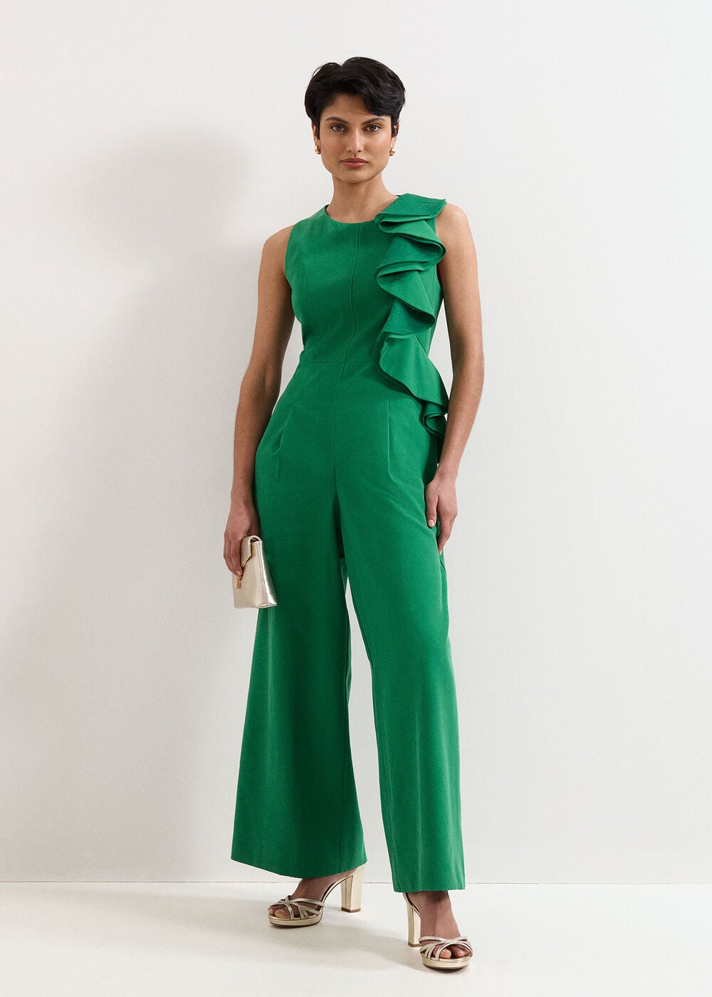 Jillian Green Ruffle Jumpsuit