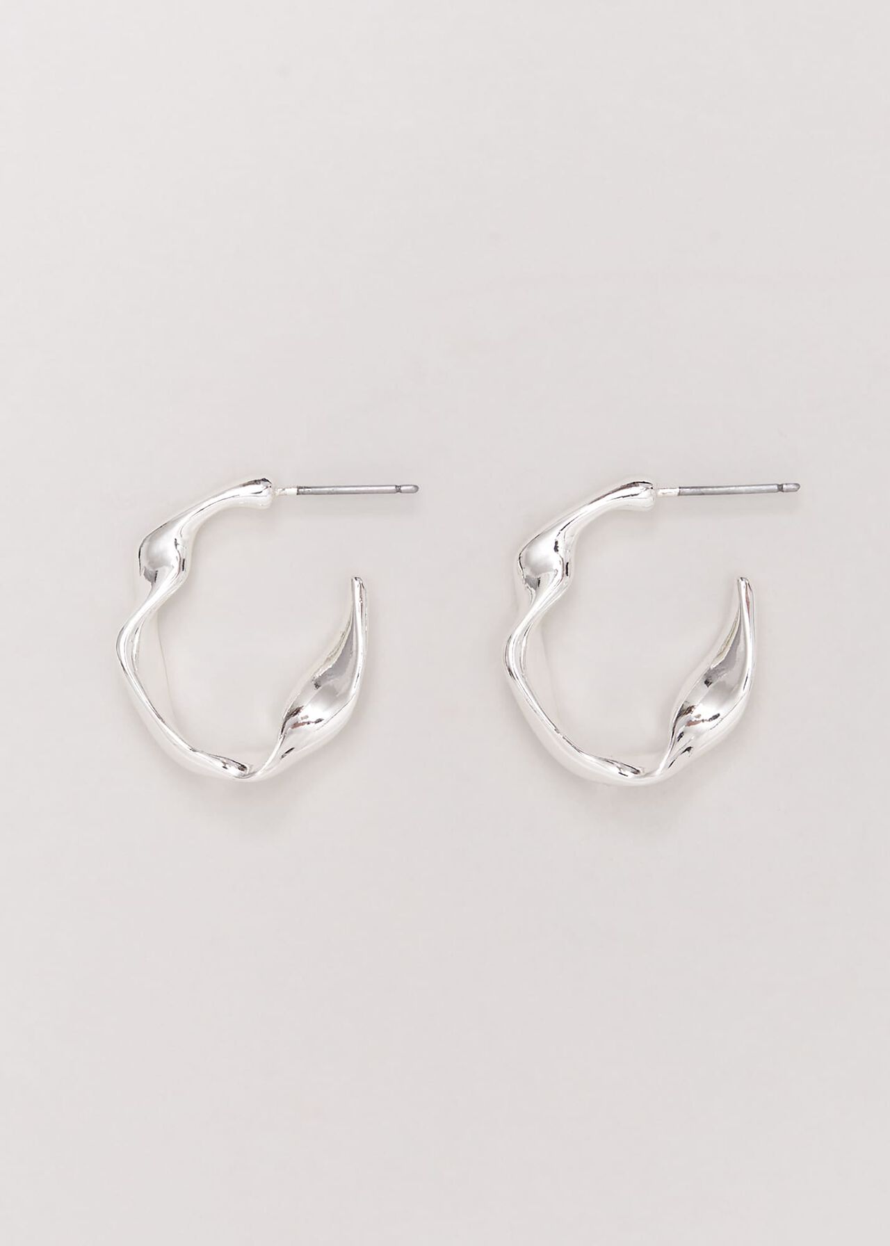 Silver Twist Hoop Earrings