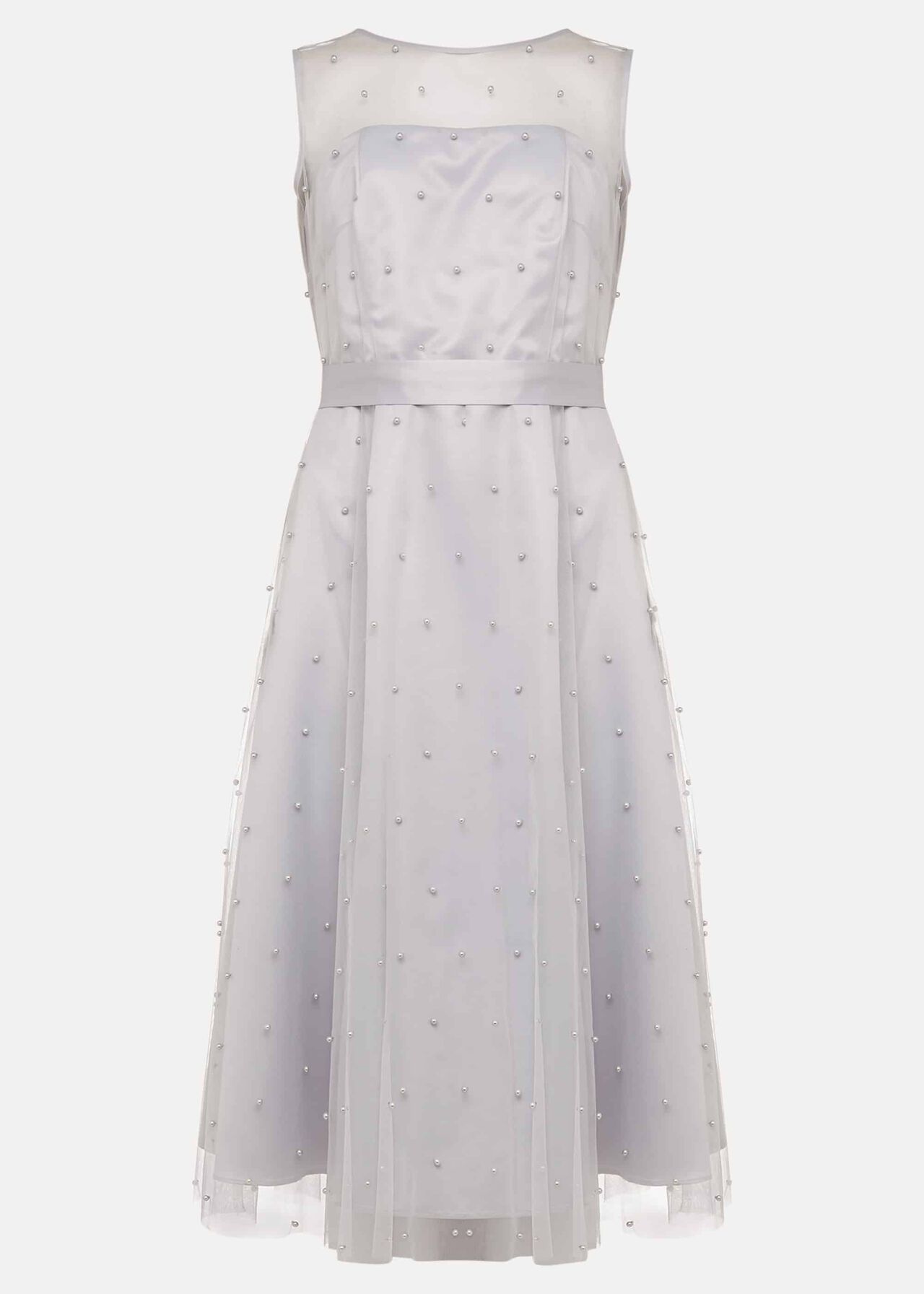 Evadine Pearl Embellished Tulle Dress