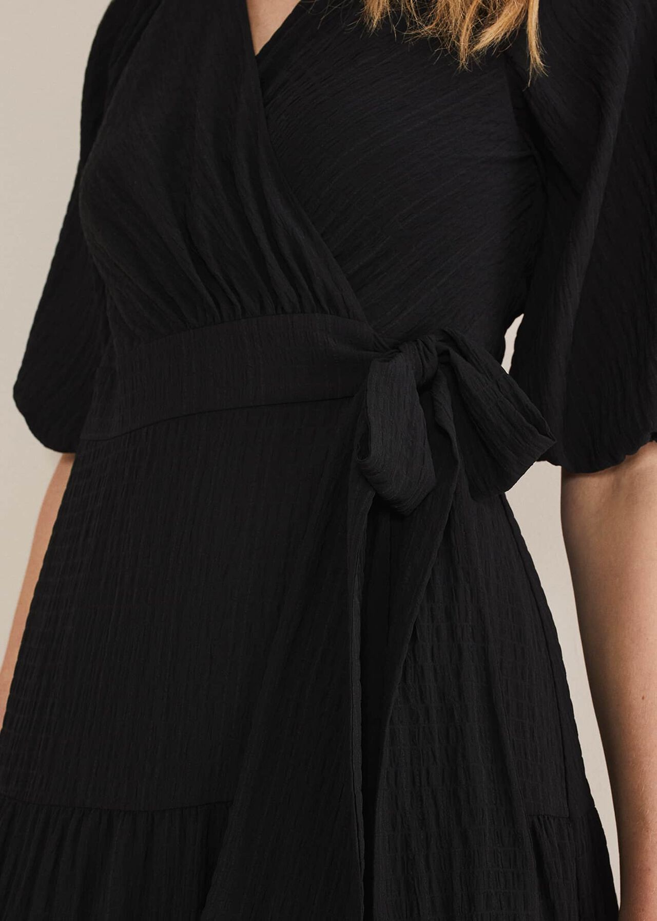 Morven Black Wrap Midi Dress