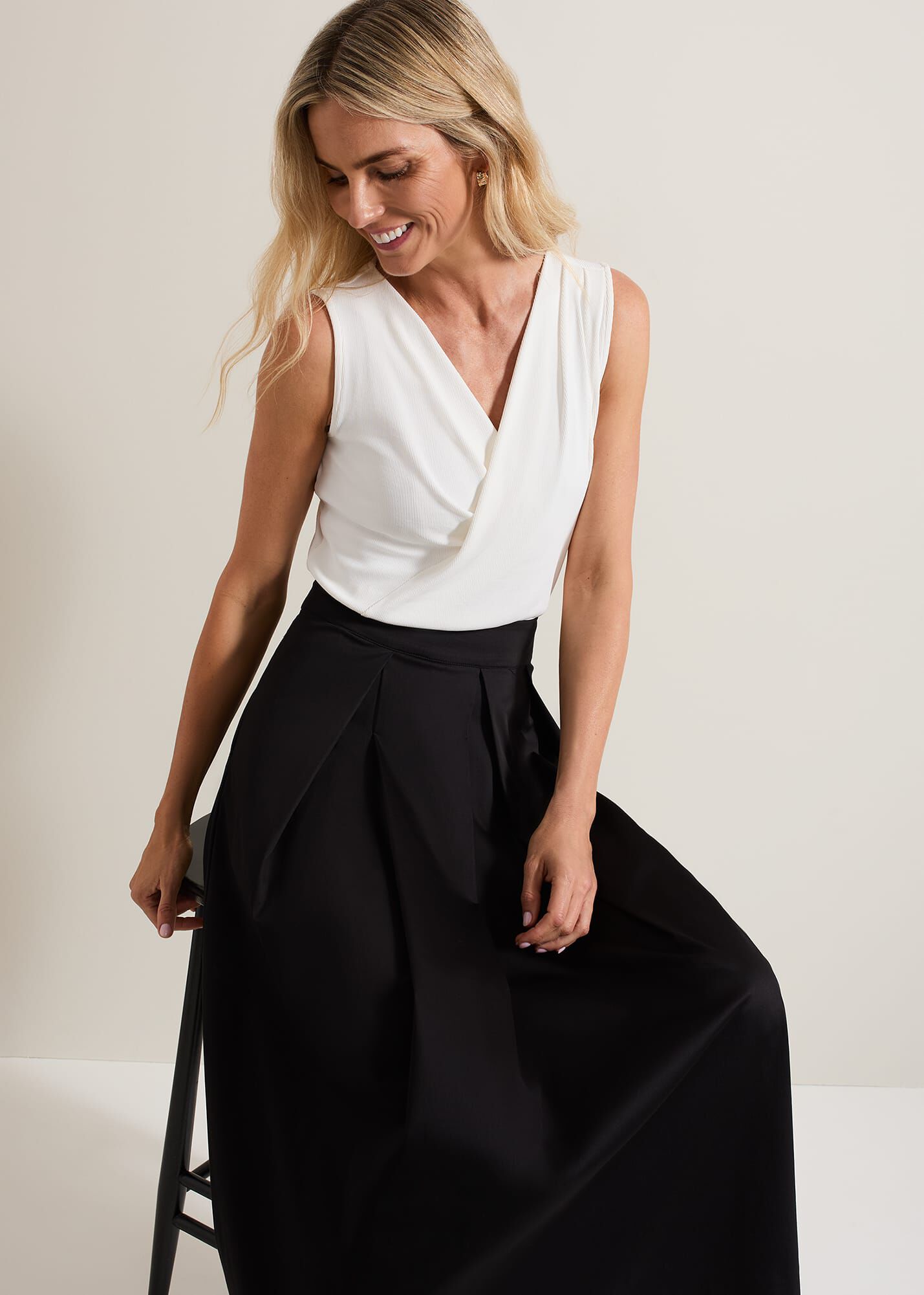 High waisted top pleated skirt 04
