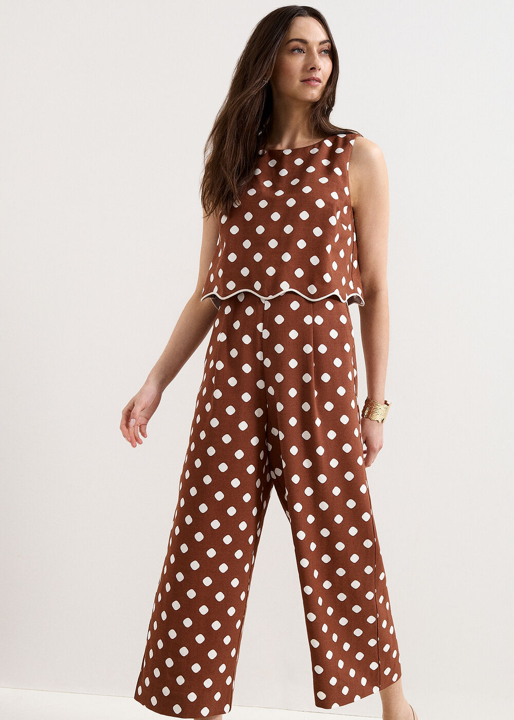 Alia Tan Spot Double Layer Jumpsuit