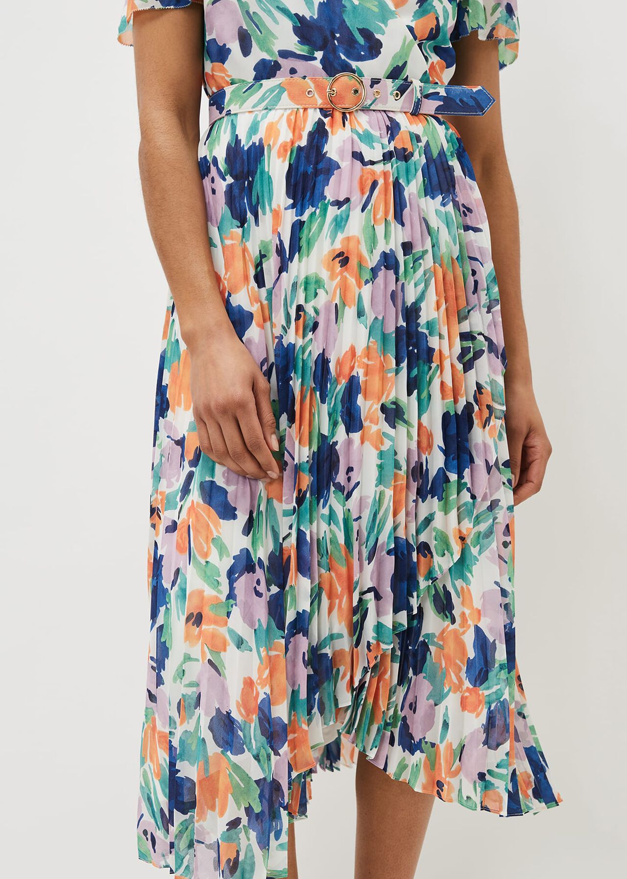 Essie Floral Pleated Midi Dress