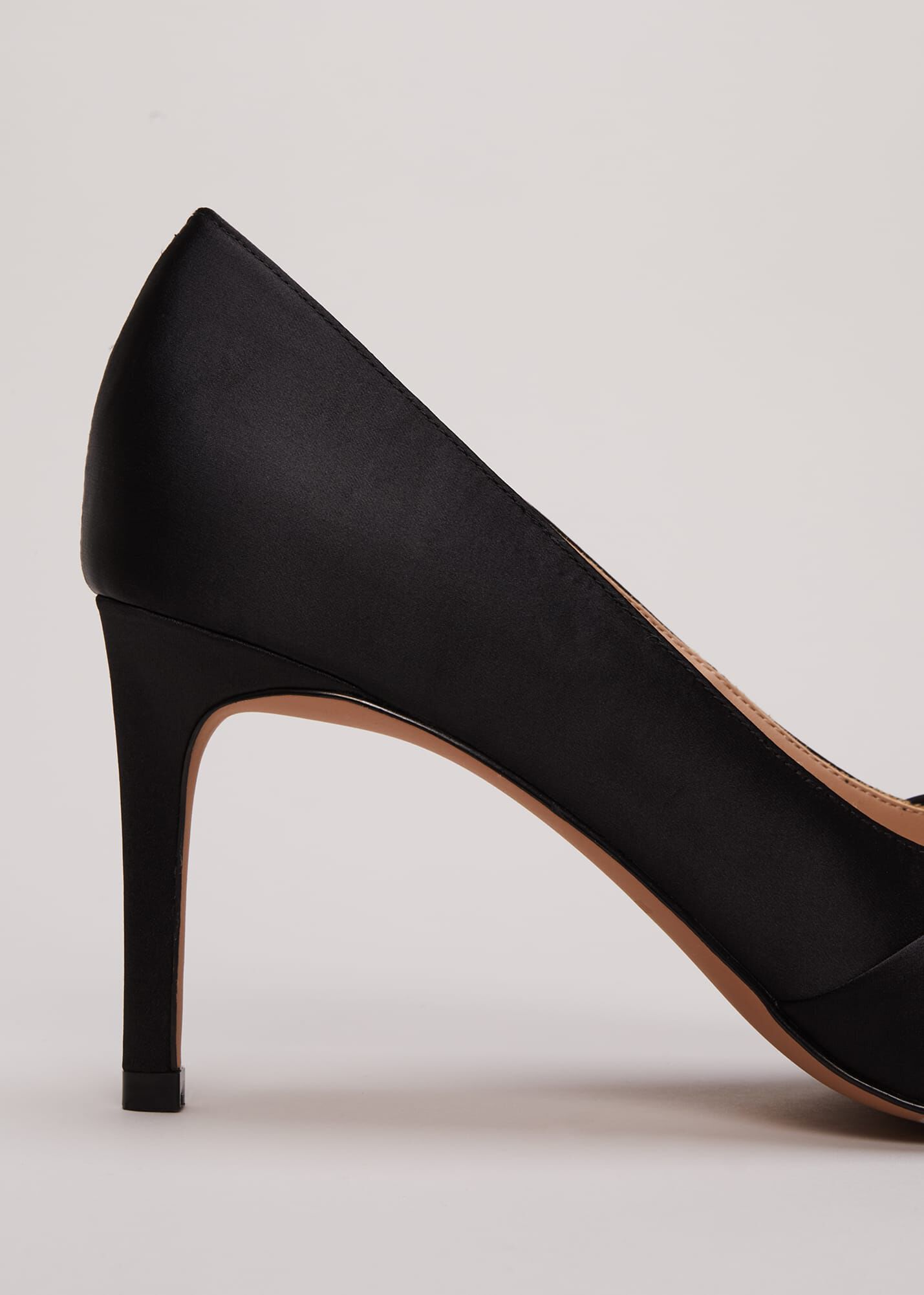 Black satin court shoes uk sales
