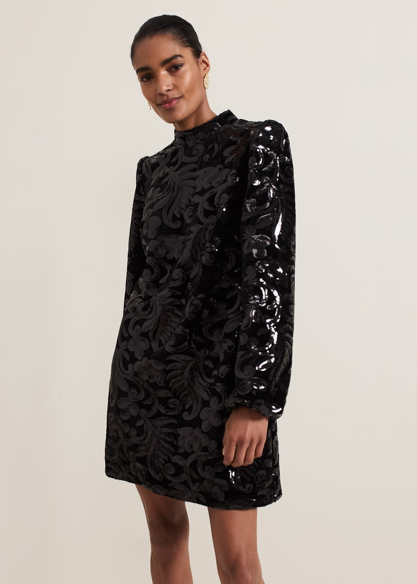 Black evening shift dress top