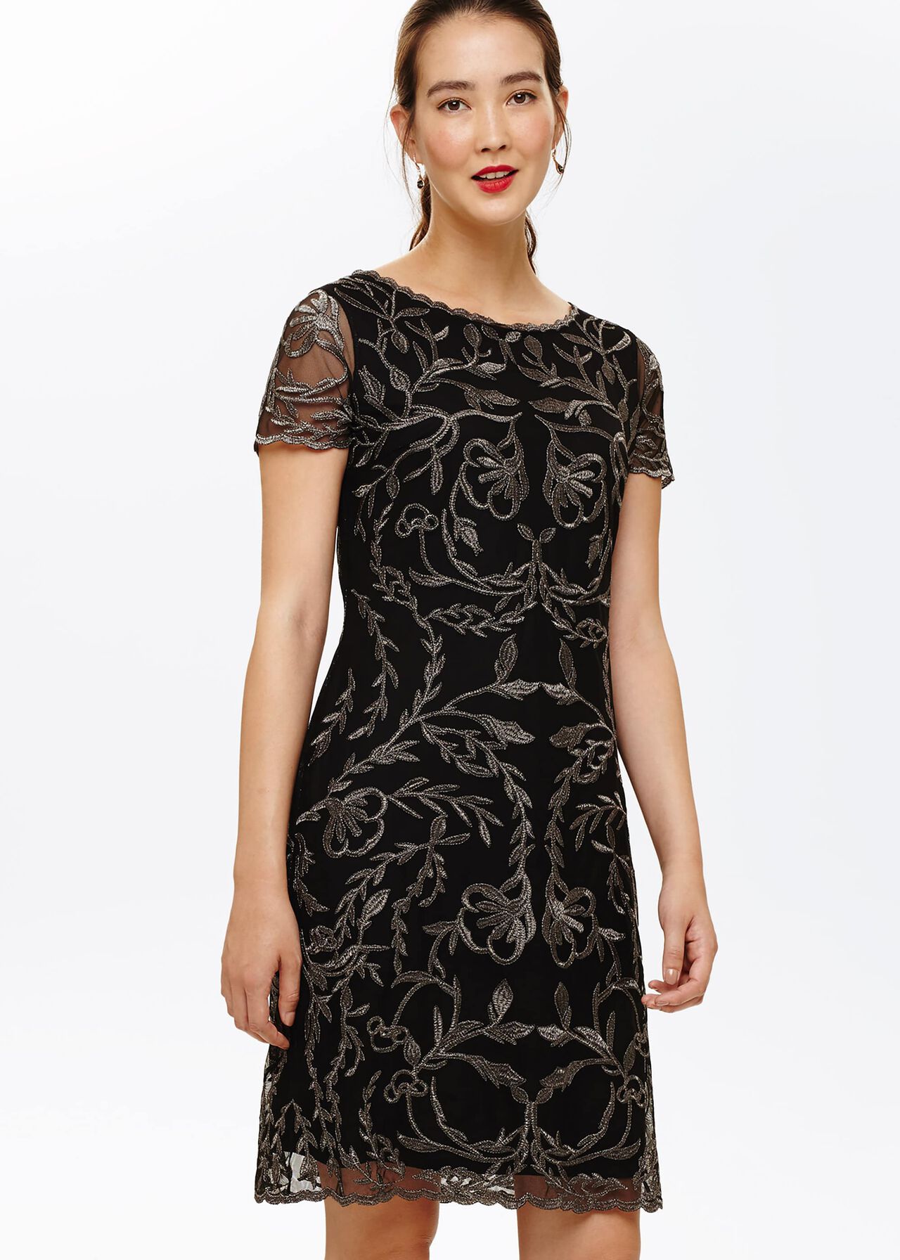 embroidered mesh gown