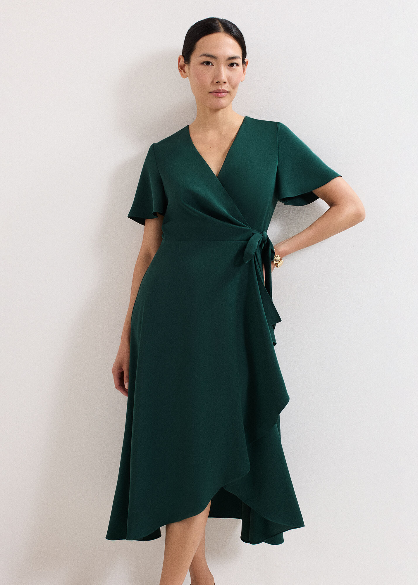bright green wrap dress Sexy Deep V-veck Green Elastic-Silk Sleeveless A-line Side Slit Long C –  QueenaBridal main image 0