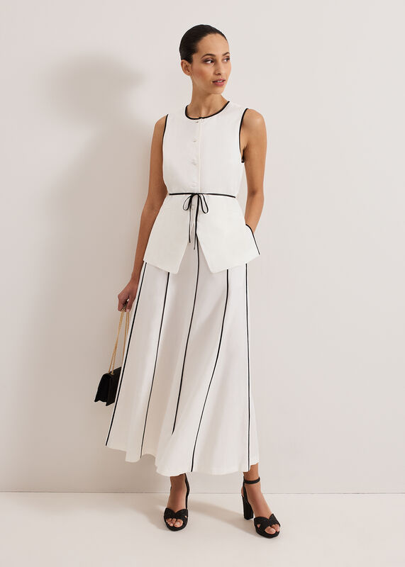 Rhoden Tipped Edge Linen Skirt