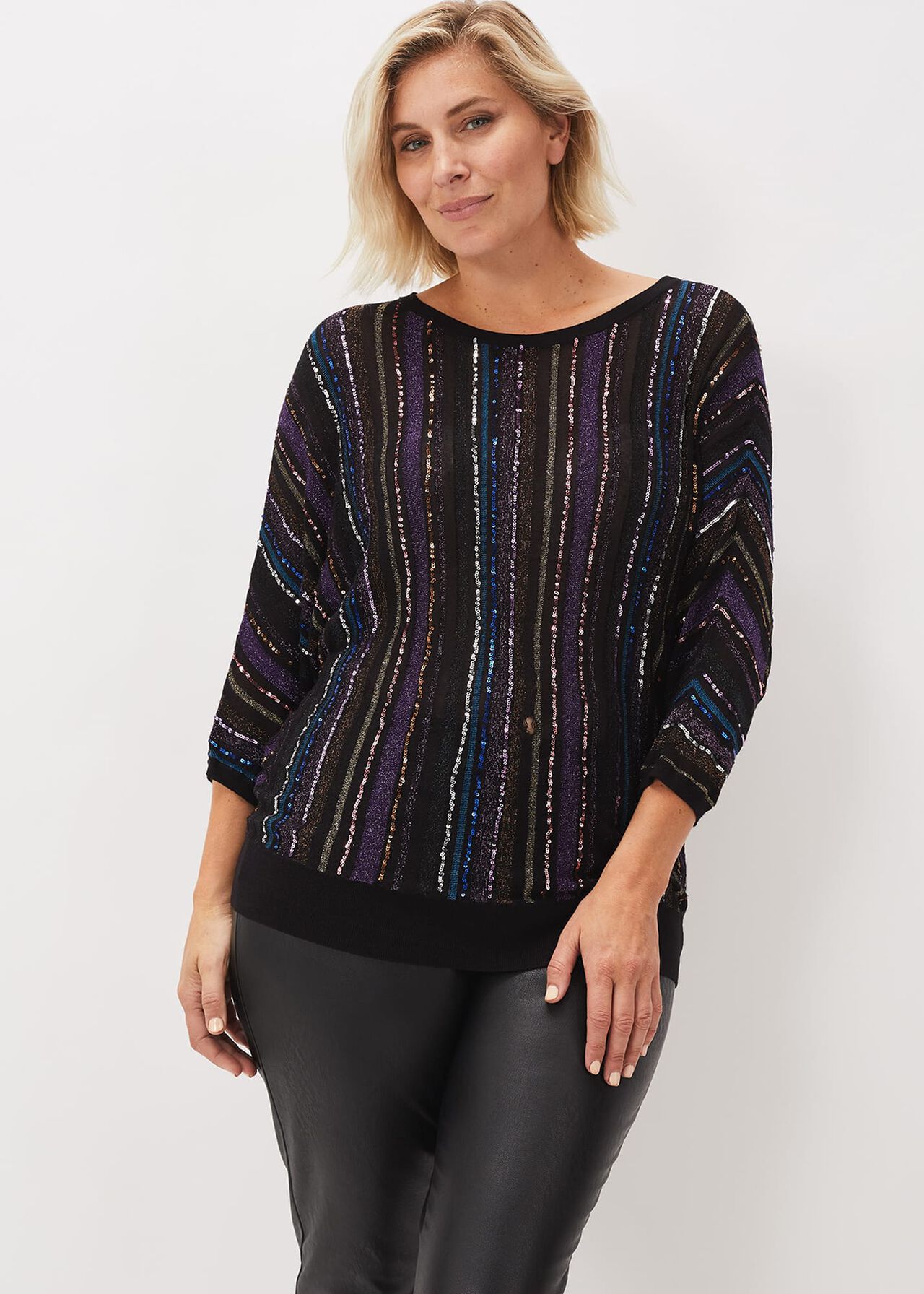 Sally Sequin Stripe Knit Top