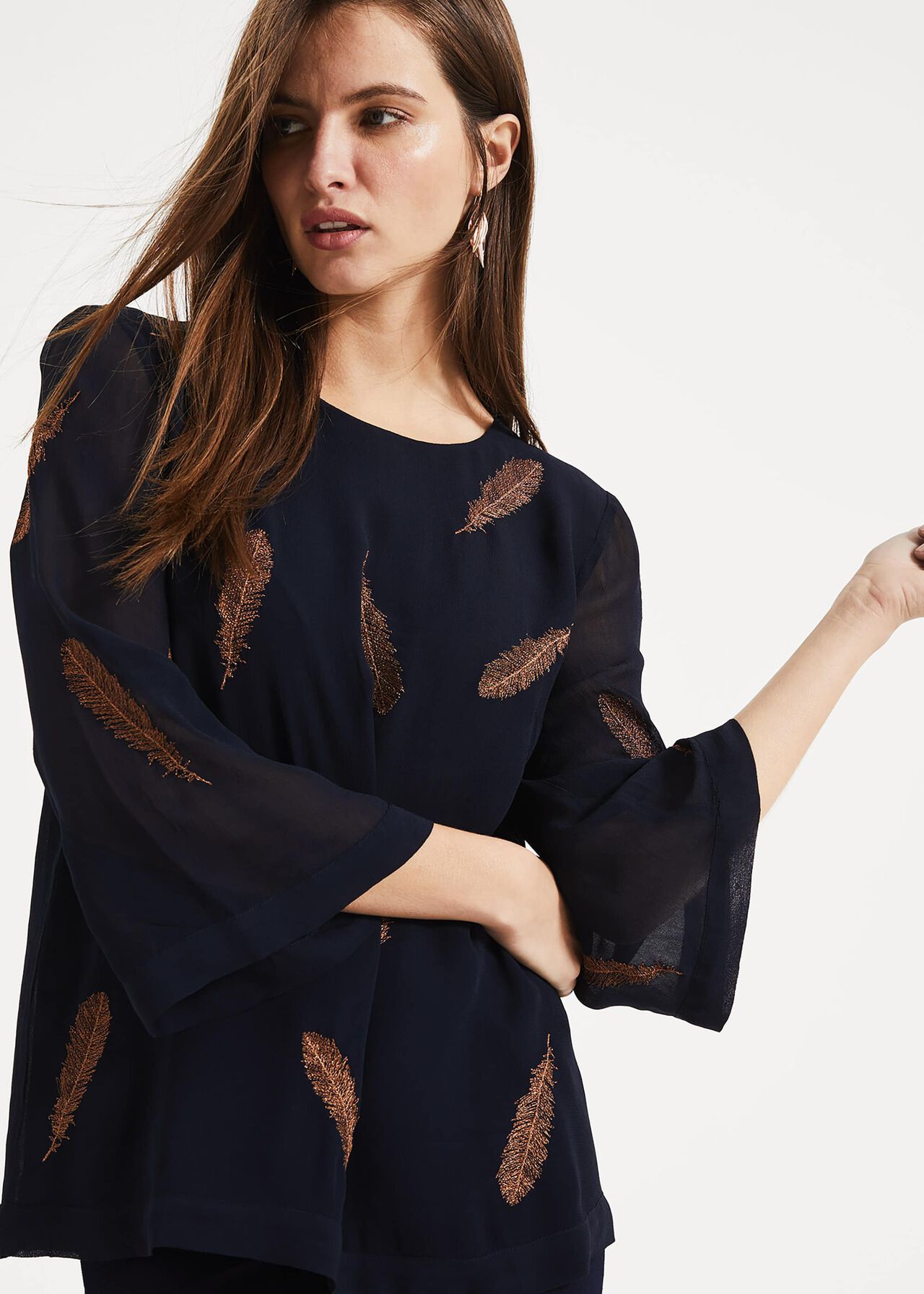 Odette Embroidered Feather Blouse