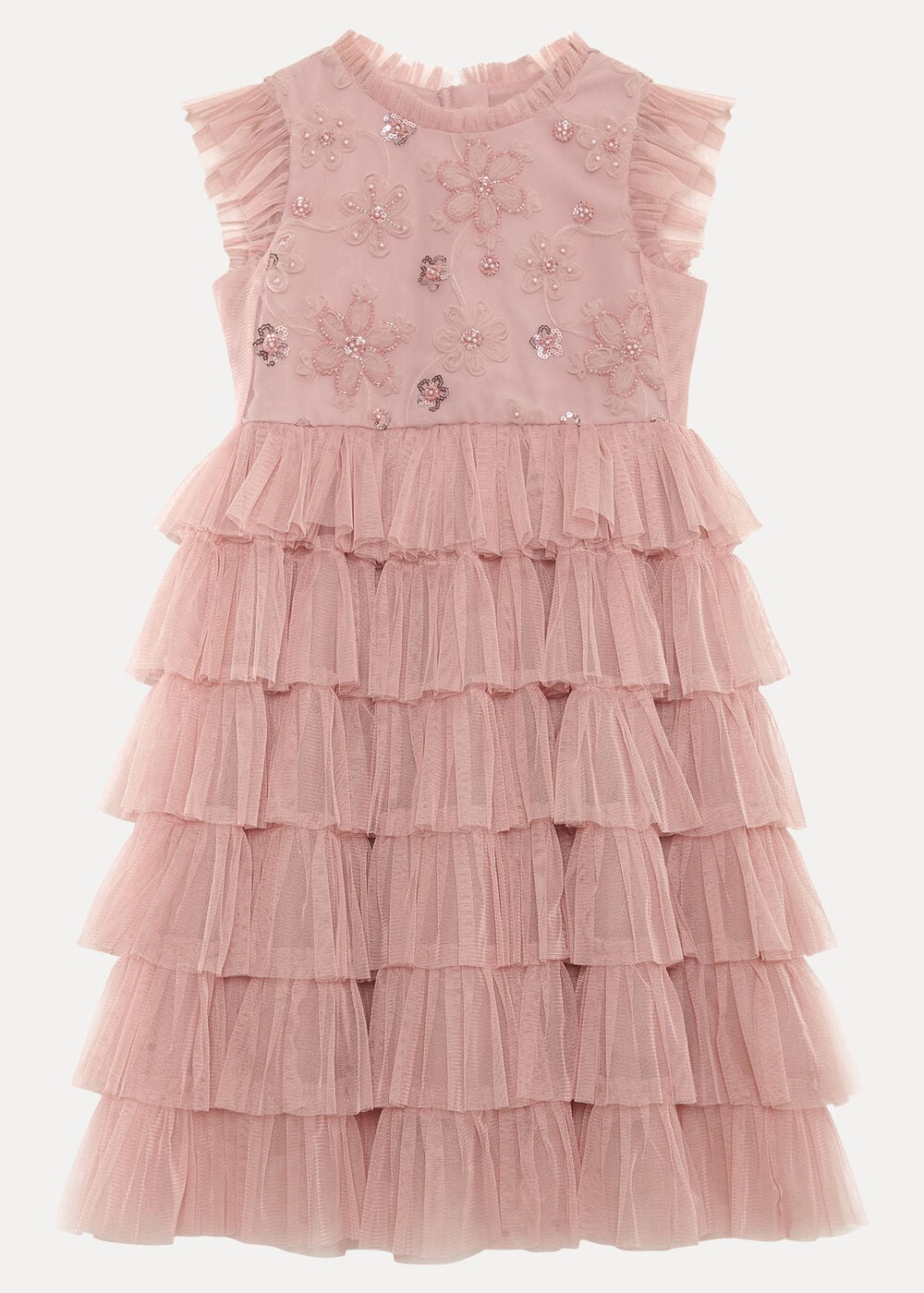 Raya Pink Beaded Ruffle Dress