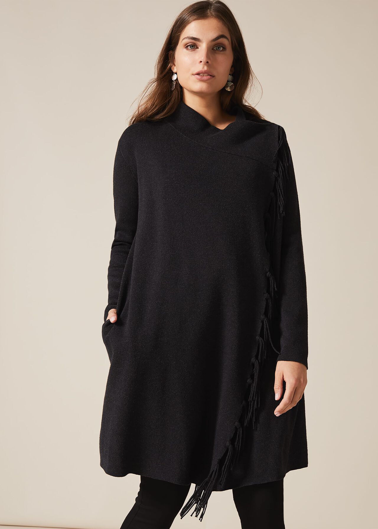 tassle hem coat